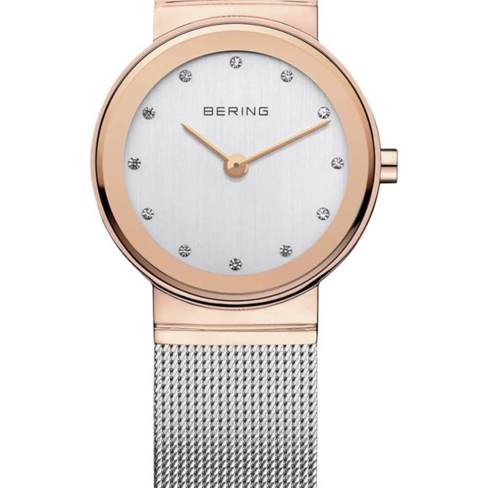 Bering Rose Gold and Silver Mesh Watch